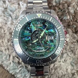 Invicta Silver Watch with Vibrant Green Dial